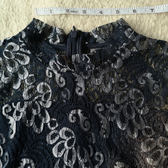 Vero Moda Navy Blue & Silver lace dress S - Picture 7 of 12